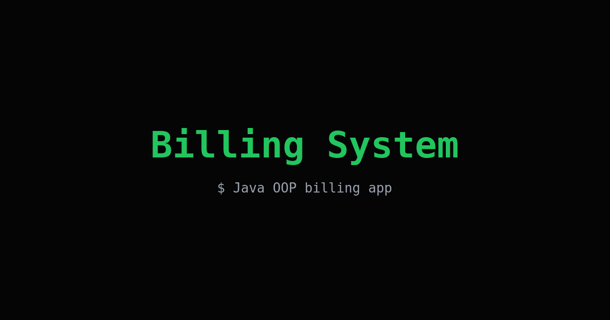 Billing System (Java) - Full-stack web application screenshot