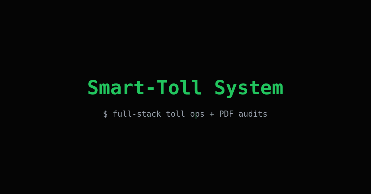 Bangalore Smart-Toll System - Full-stack web application screenshot